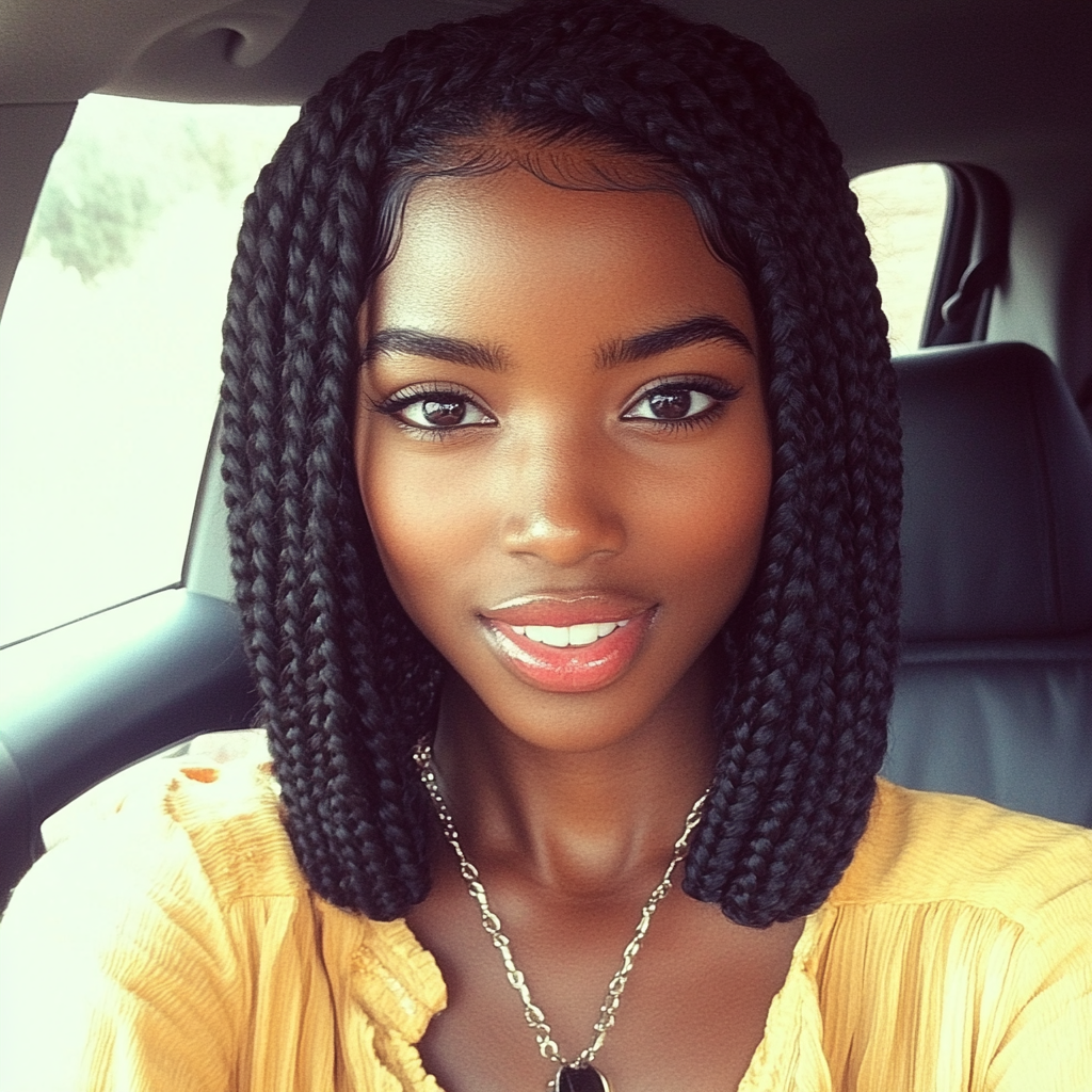 Big Box Braids with Shoulder Length Bob