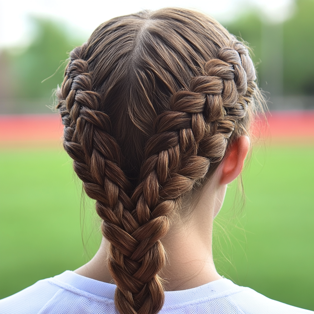 Double Dutch Braid Softball Hairstyles